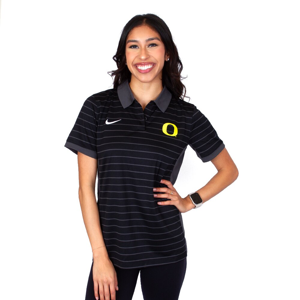 Classic Oregon O, Nike, Black, Polo, Performance/Dri-FIT, Women, Stripe, Victory, Shirt, 897053